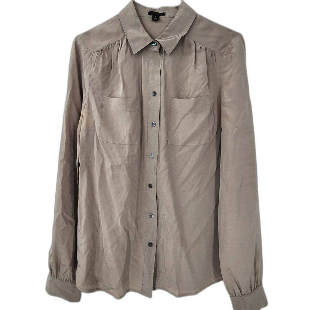 ANN TAYLOR Long Sleeve Button Down Blouse Womens Size Small S